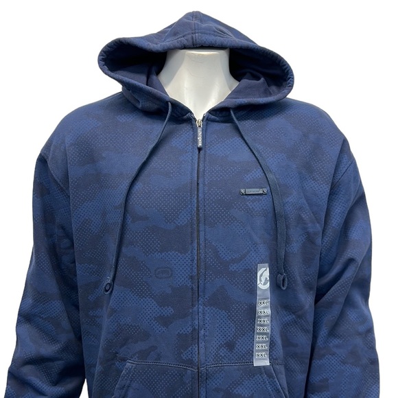 NWT Ecko Unltd Blue Black Camo Camouflage Full Zip Sweatshirt Hoodie XXL… - Picture 7 of 11